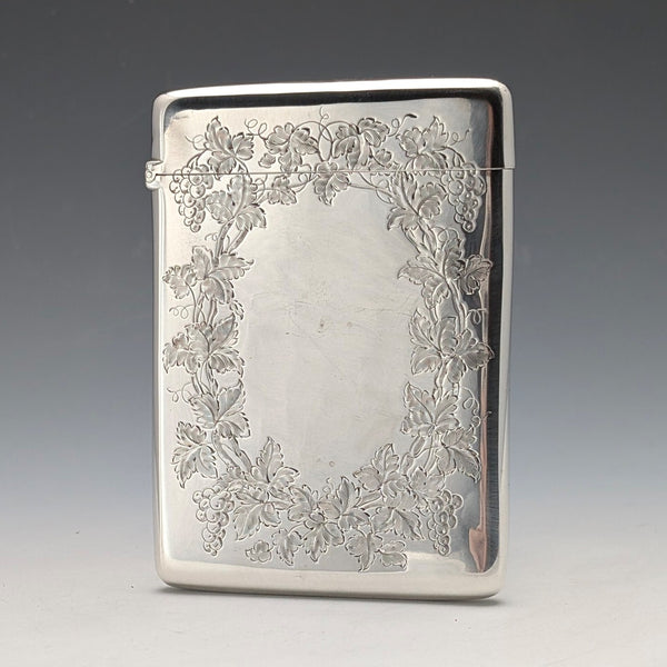 1883 British antique sterling silver card case 75g William Summers